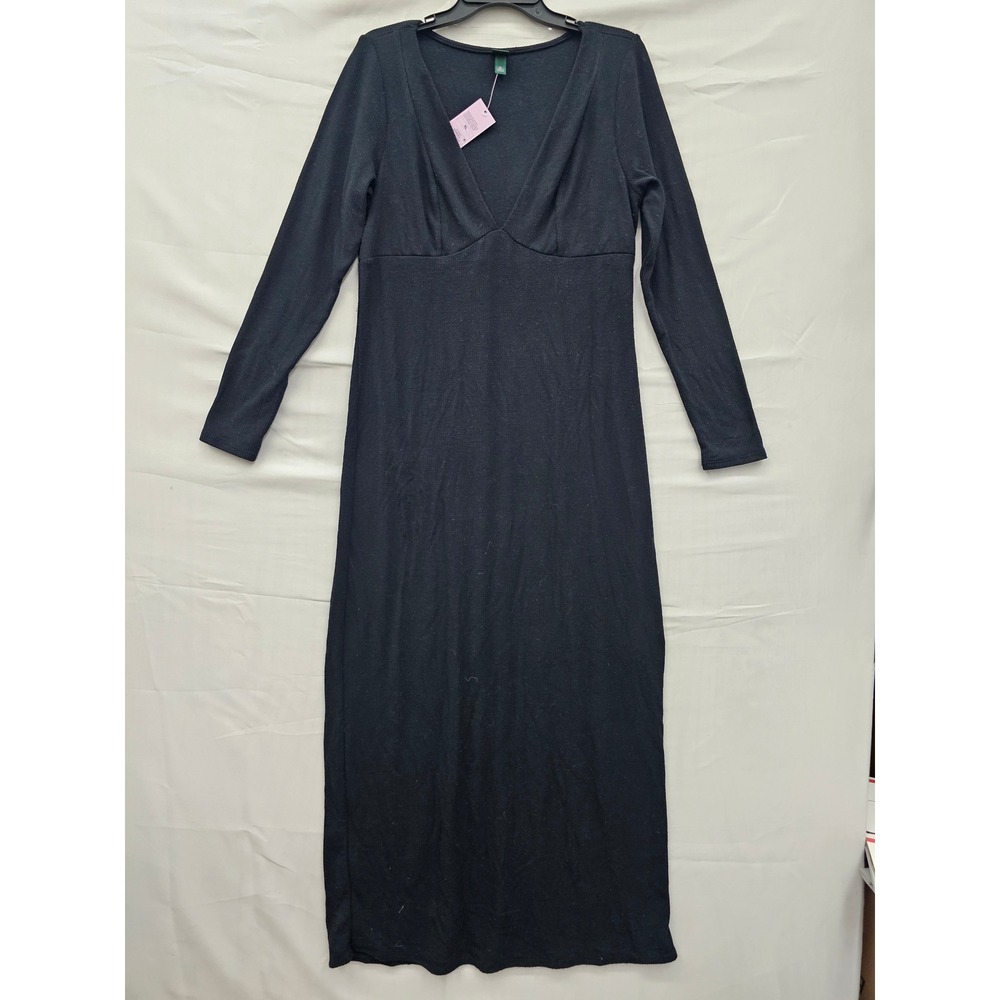 Wild Fable Womens V-Neck Maxi Dress Black Polyester Blend Casual Size XL